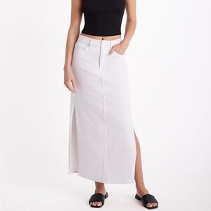 Express High Waisted White Denim Maxi Skirt